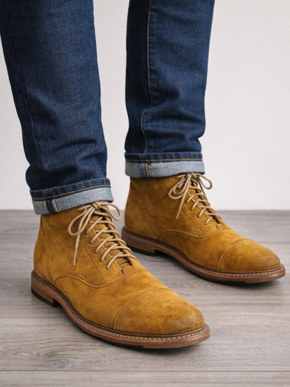 Frye Men's Paul Lace-Up Boots Marygold Suede Casual Dress Boots Shoes Size 11D